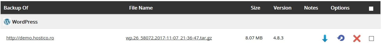 Lista cu back-up 