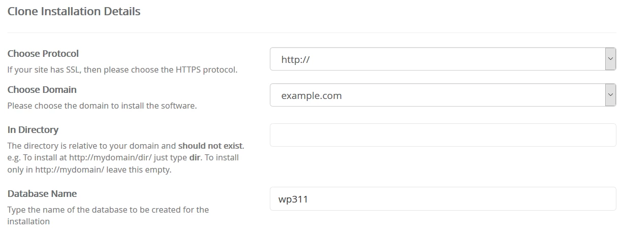 Clone Installation Details