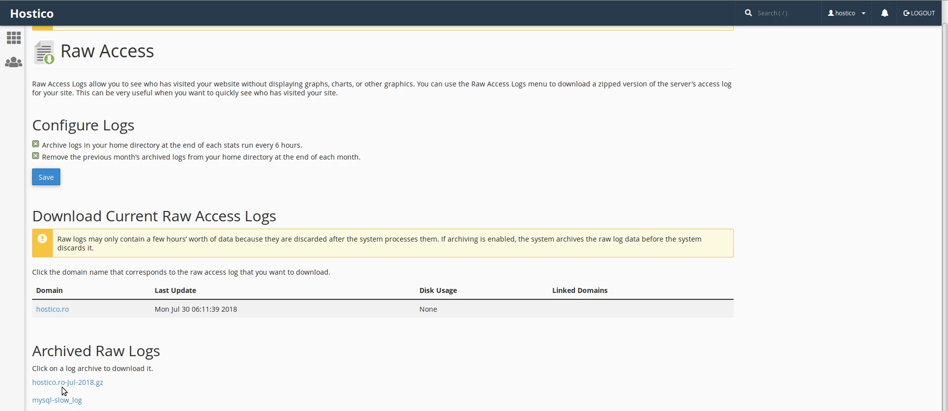 raw access cPanel