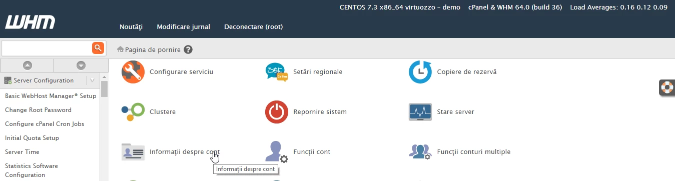 Informatie over WHM-account