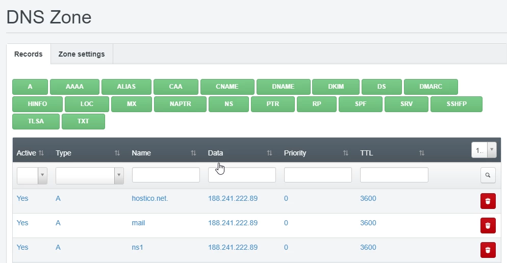 dns zone domain 
