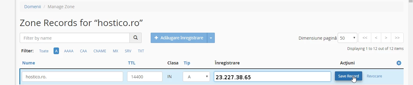 Modificare A Record