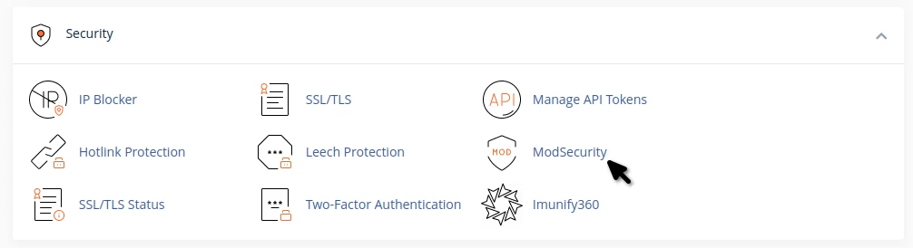 Accesare ModSecurity din cPanel